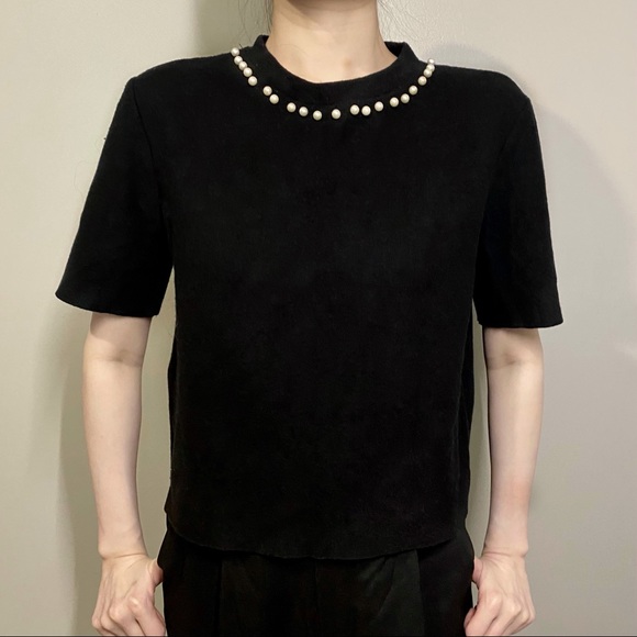 ZARA beaded sweater short sleeve top - Picture 2 of 2